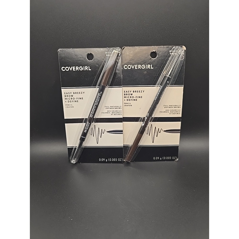 2 COVERGIRL Easy Breezy Brow Micro-Fine + Define Pencil #705 Rich Brown SEALED